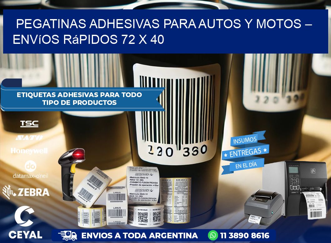 Pegatinas Adhesivas para Autos y Motos – Envíos Rápidos 72 x 40