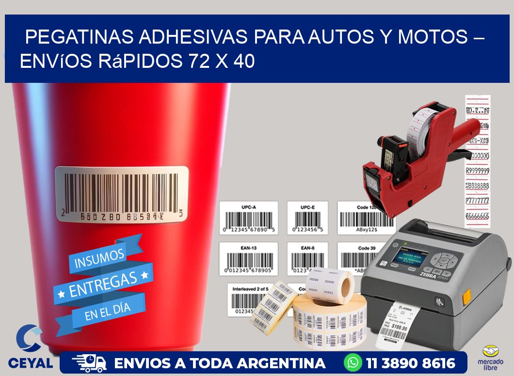 Pegatinas Adhesivas para Autos y Motos – Envíos Rápidos 72 x 40