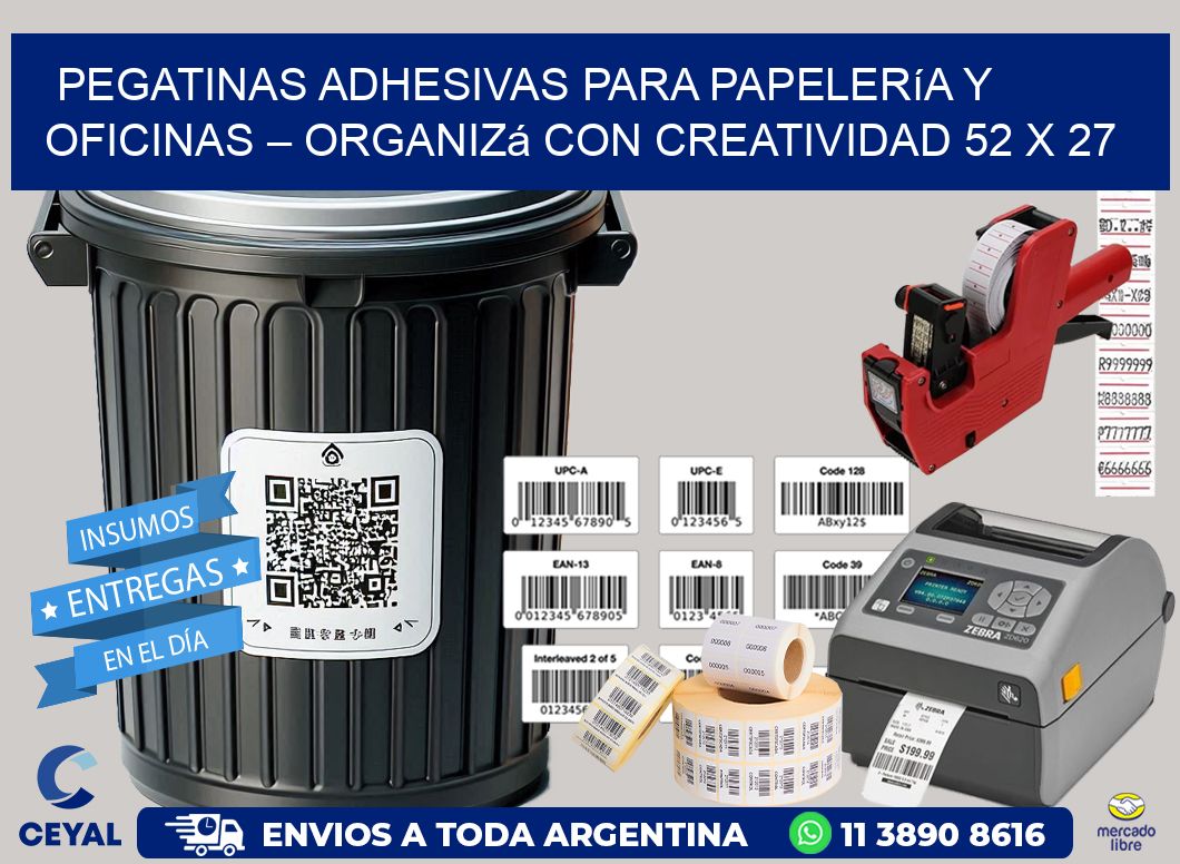 Pegatinas Adhesivas para Papelería y Oficinas – Organizá con Creatividad 52 x 27