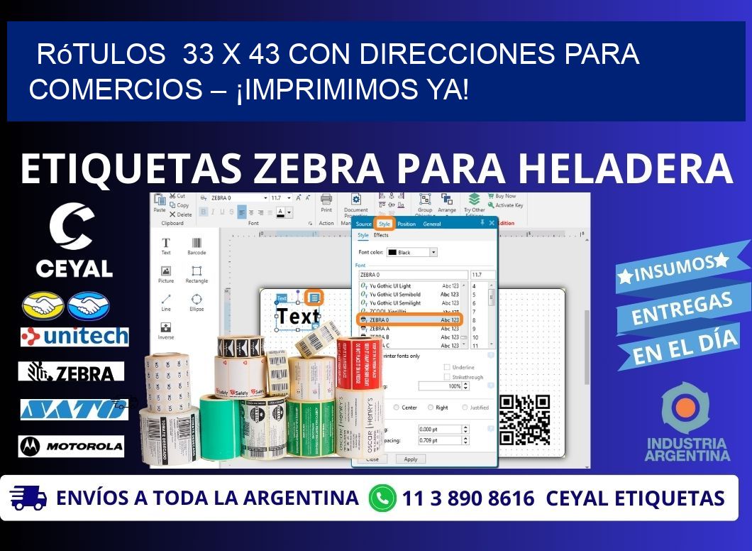 Rótulos  33 x 43 con Direcciones para Comercios – ¡Imprimimos Ya!