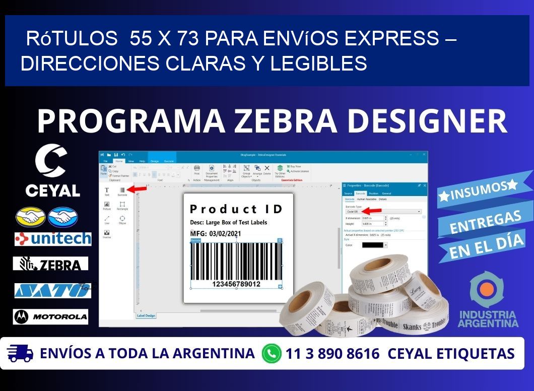 Rótulos  55 x 73 para Envíos Express – Direcciones Claras y Legibles