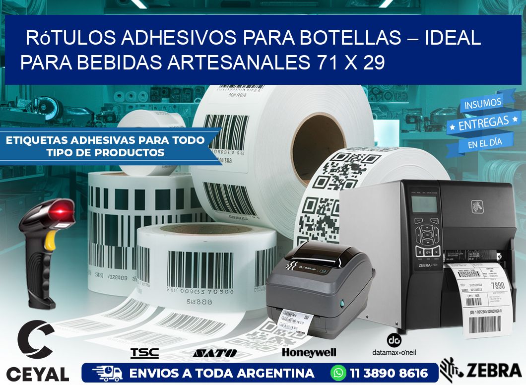 Rótulos Adhesivos para Botellas – Ideal para Bebidas Artesanales 71 x 29