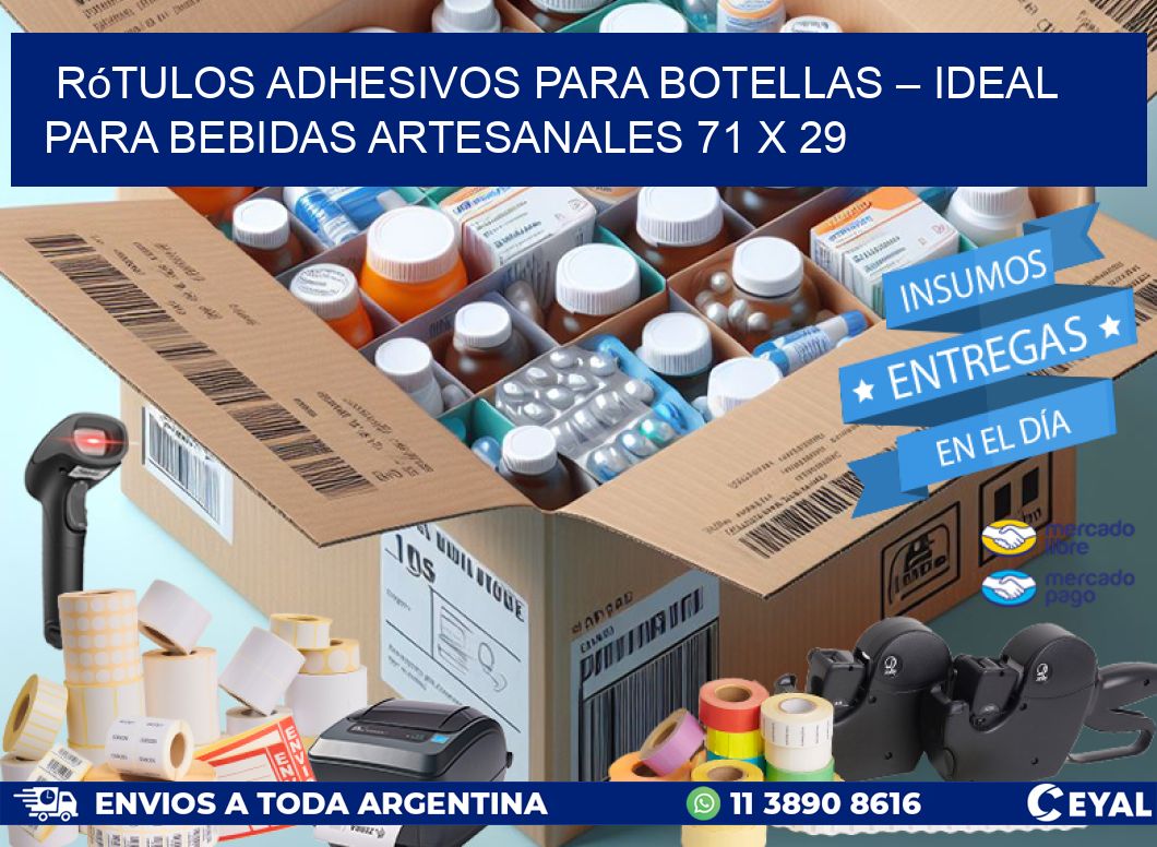 Rótulos Adhesivos para Botellas – Ideal para Bebidas Artesanales 71 x 29