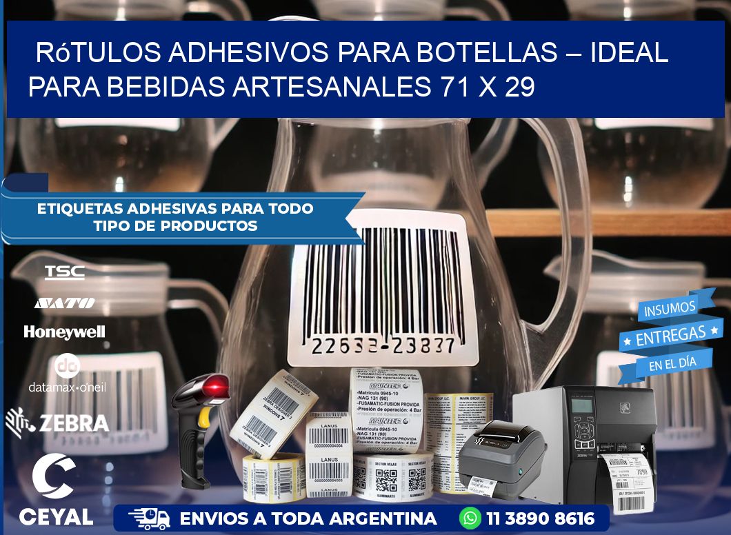 Rótulos Adhesivos para Botellas – Ideal para Bebidas Artesanales 71 x 29