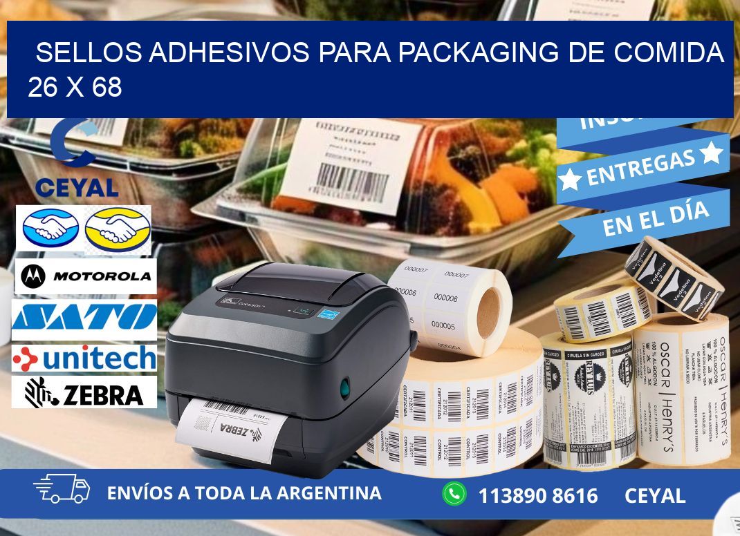 SELLOS ADHESIVOS PARA PACKAGING DE COMIDA  26 x 68