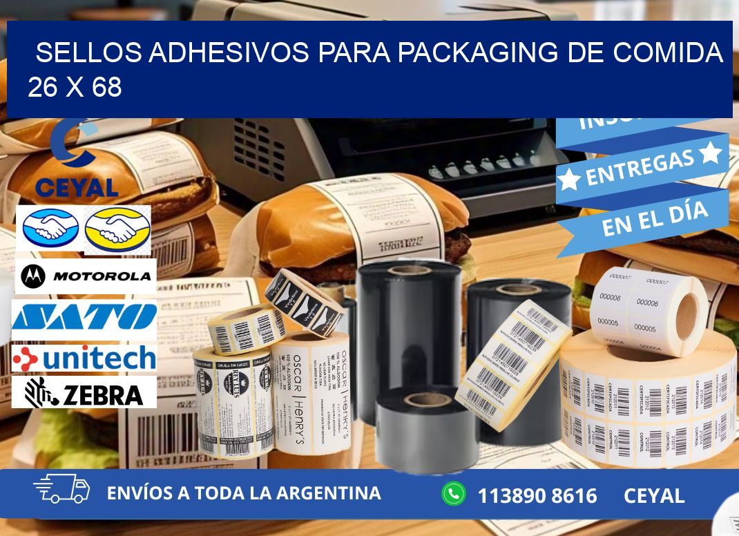 SELLOS ADHESIVOS PARA PACKAGING DE COMIDA  26 x 68