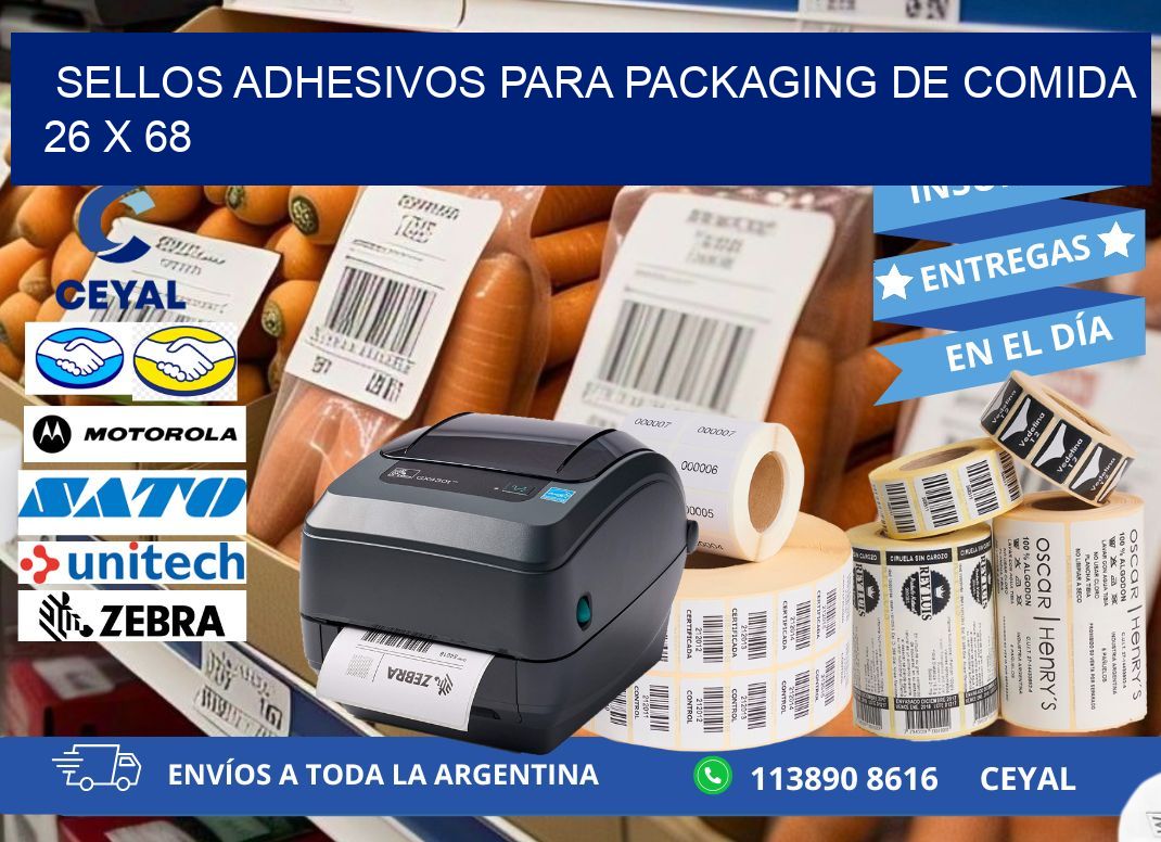 SELLOS ADHESIVOS PARA PACKAGING DE COMIDA  26 x 68