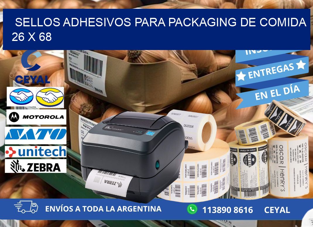 SELLOS ADHESIVOS PARA PACKAGING DE COMIDA  26 x 68