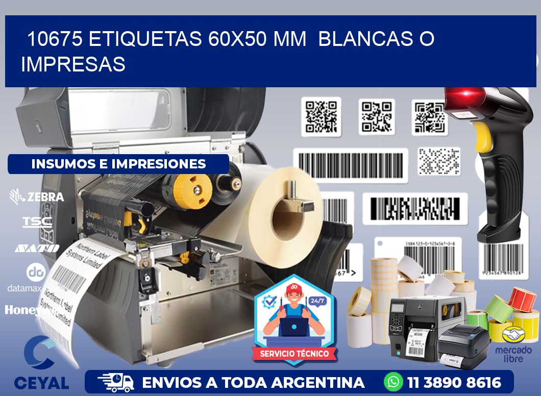 10675 ETIQUETAS 60x50 mm  BLANCAS O IMPRESAS