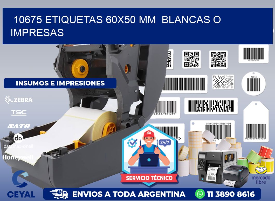 10675 ETIQUETAS 60x50 mm  BLANCAS O IMPRESAS