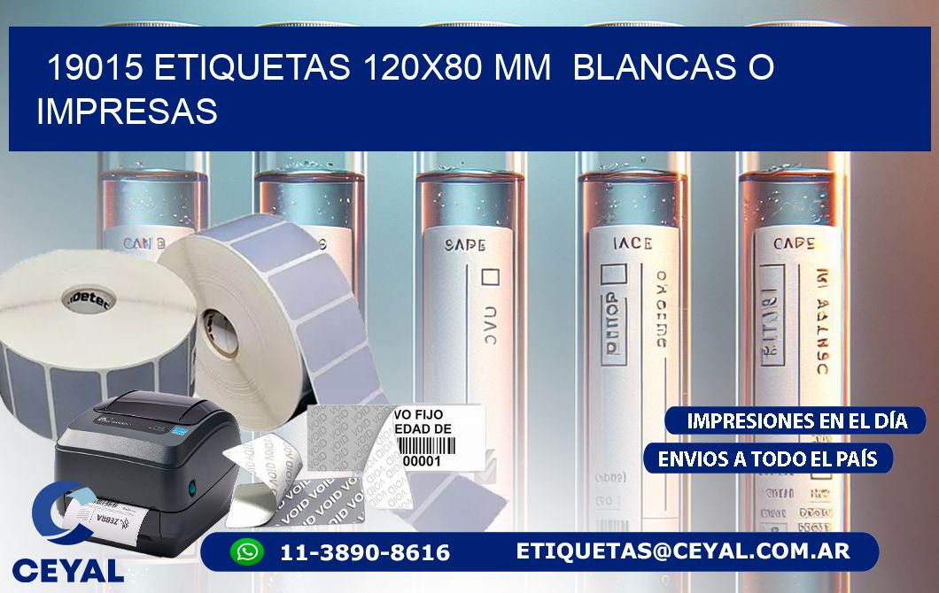 19015 ETIQUETAS 120x80 mm  BLANCAS O IMPRESAS