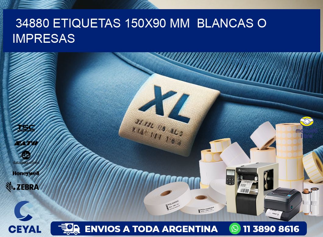 34880 ETIQUETAS 150x90 mm  BLANCAS O IMPRESAS