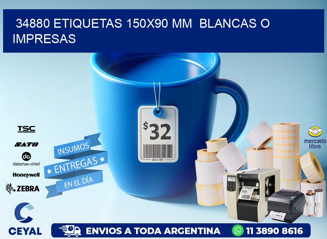 34880 ETIQUETAS 150x90 mm  BLANCAS O IMPRESAS