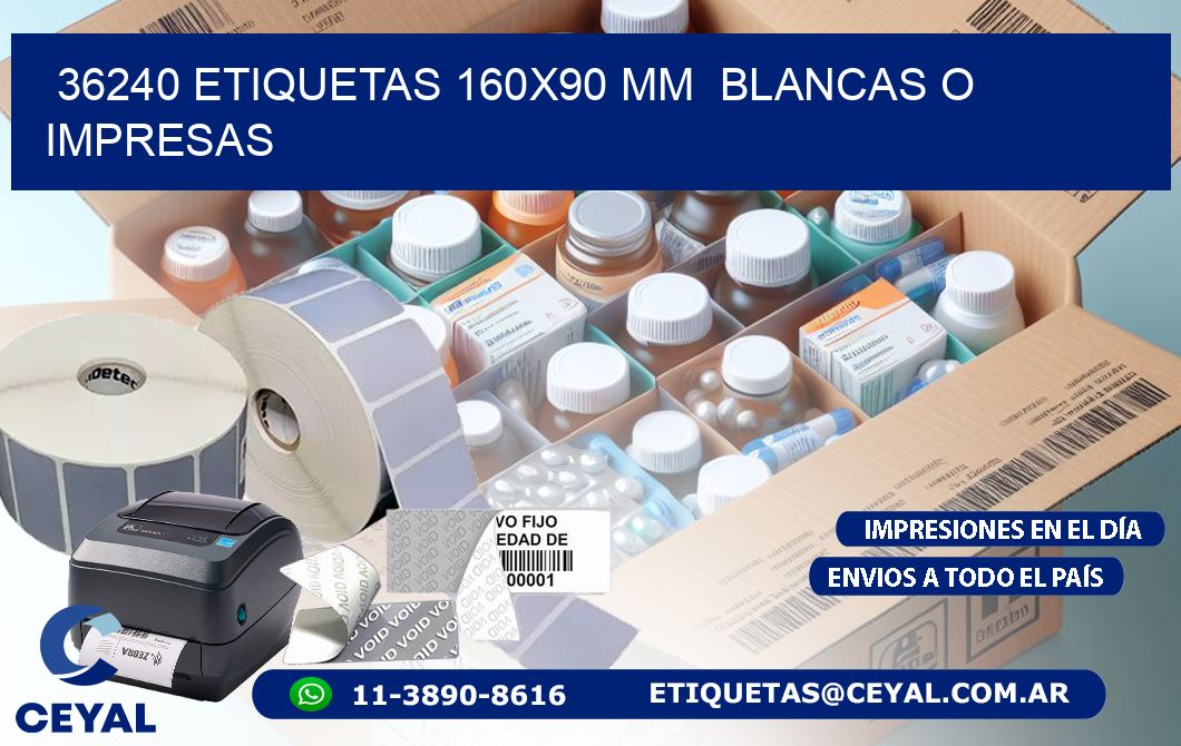 36240 ETIQUETAS 160x90 mm  BLANCAS O IMPRESAS