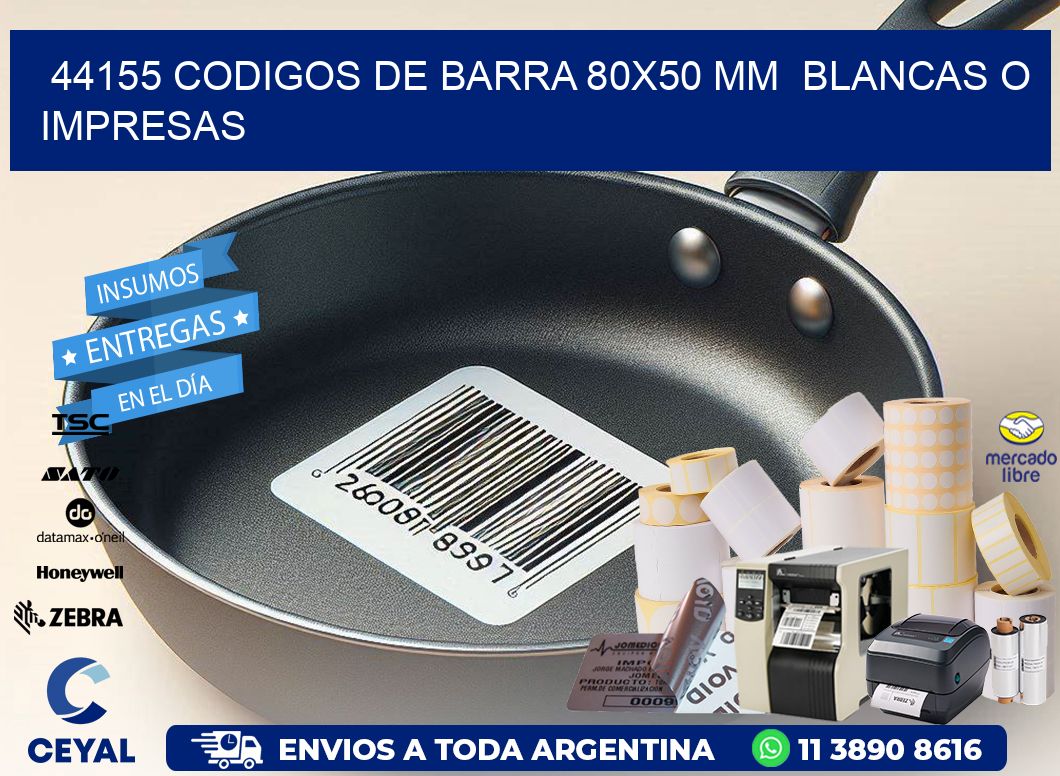 44155 CODIGOS DE BARRA 80x50 mm  BLANCAS O IMPRESAS