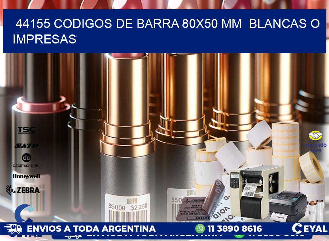 44155 CODIGOS DE BARRA 80×50 mm  BLANCAS O IMPRESAS