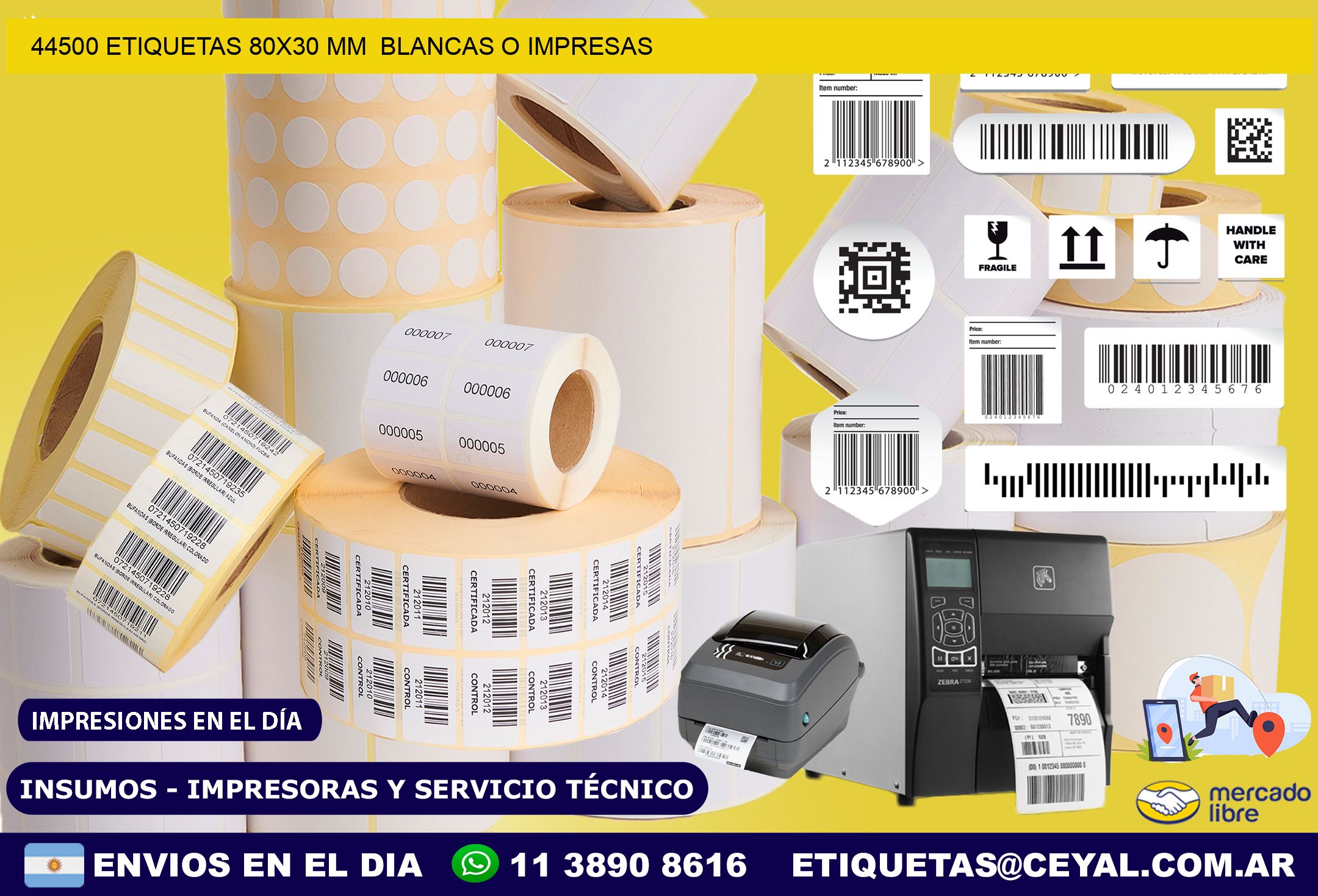 44500 ETIQUETAS 80×30 mm  BLANCAS O IMPRESAS