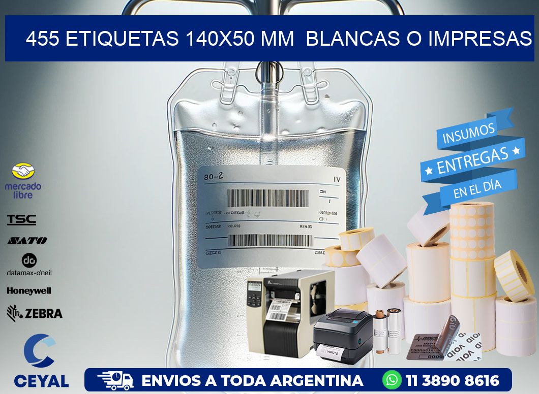 455 ETIQUETAS 140×50 mm  BLANCAS O IMPRESAS