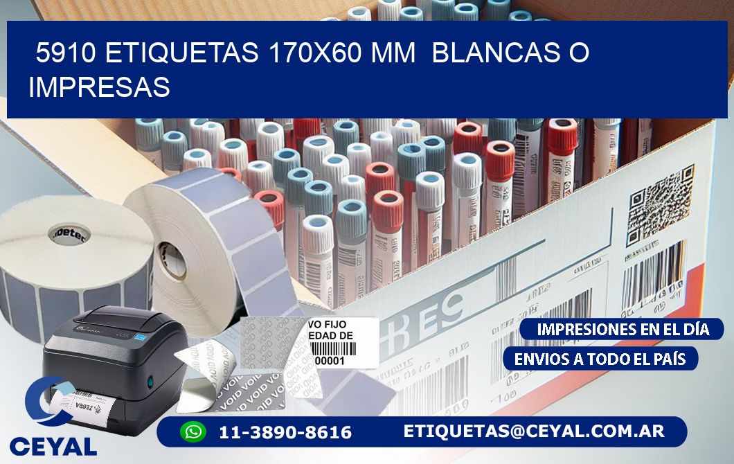 5910 ETIQUETAS 170x60 mm  BLANCAS O IMPRESAS