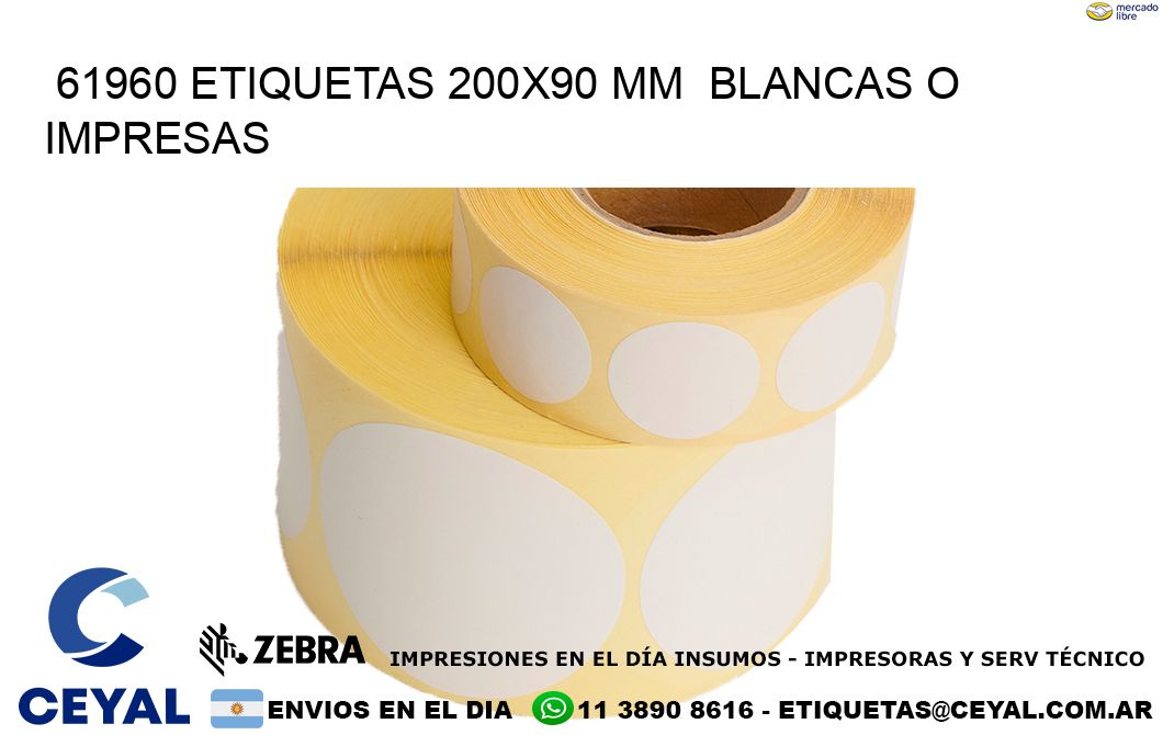 61960 ETIQUETAS 200x90 mm  BLANCAS O IMPRESAS