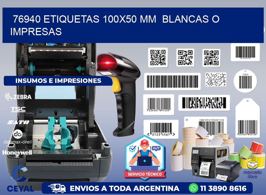 76940 ETIQUETAS 100x50 mm  BLANCAS O IMPRESAS