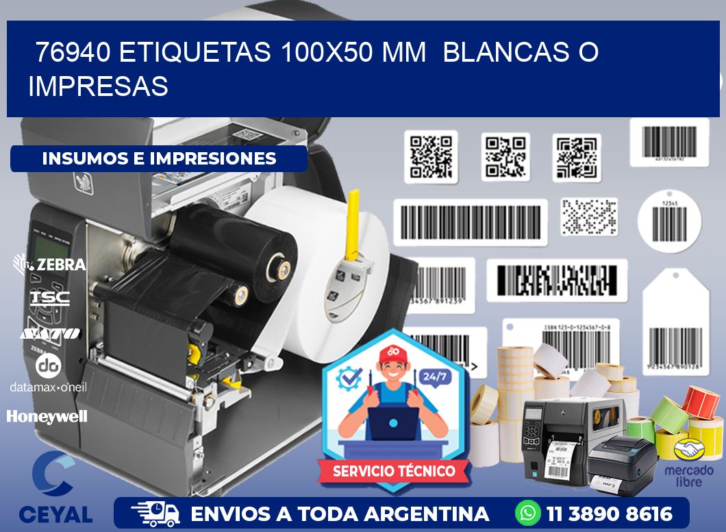 76940 ETIQUETAS 100x50 mm  BLANCAS O IMPRESAS