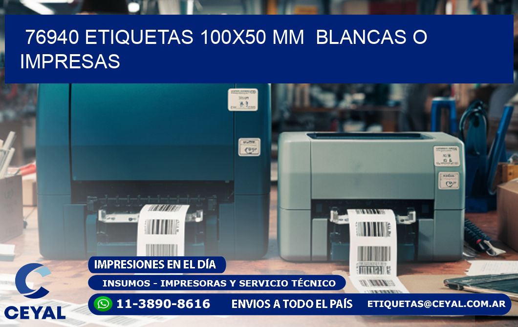 76940 ETIQUETAS 100x50 mm  BLANCAS O IMPRESAS