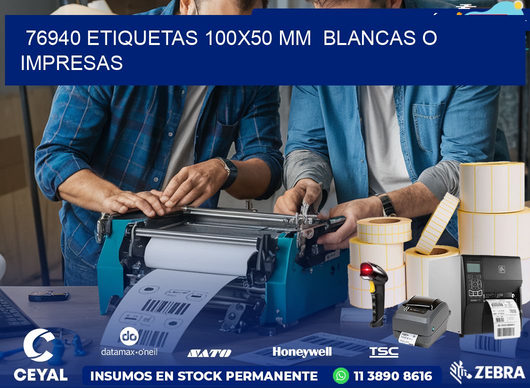 76940 ETIQUETAS 100×50 mm  BLANCAS O IMPRESAS