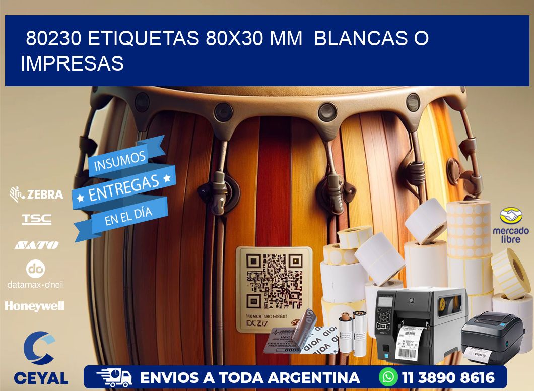 80230 ETIQUETAS 80x30 mm  BLANCAS O IMPRESAS