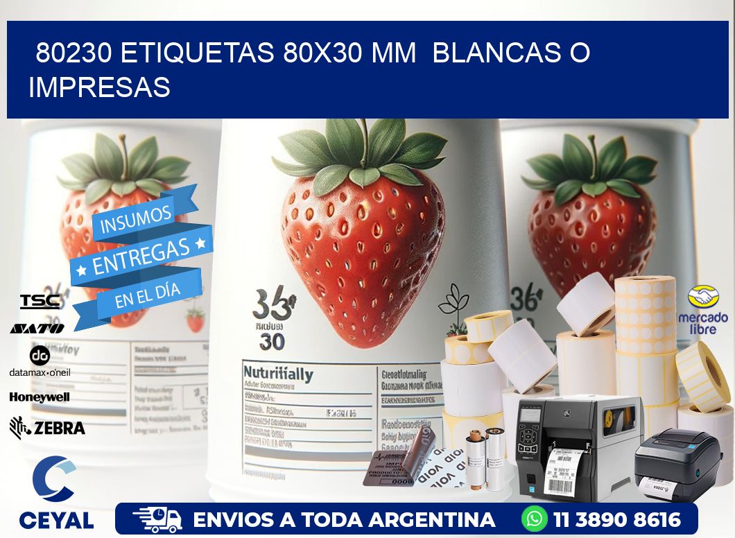 80230 ETIQUETAS 80x30 mm  BLANCAS O IMPRESAS