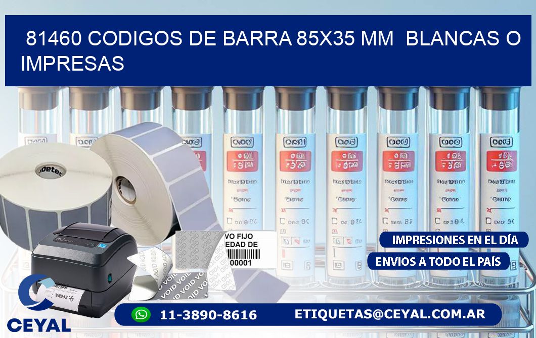 81460 CODIGOS DE BARRA 85x35 mm  BLANCAS O IMPRESAS