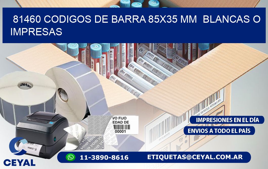 81460 CODIGOS DE BARRA 85x35 mm  BLANCAS O IMPRESAS