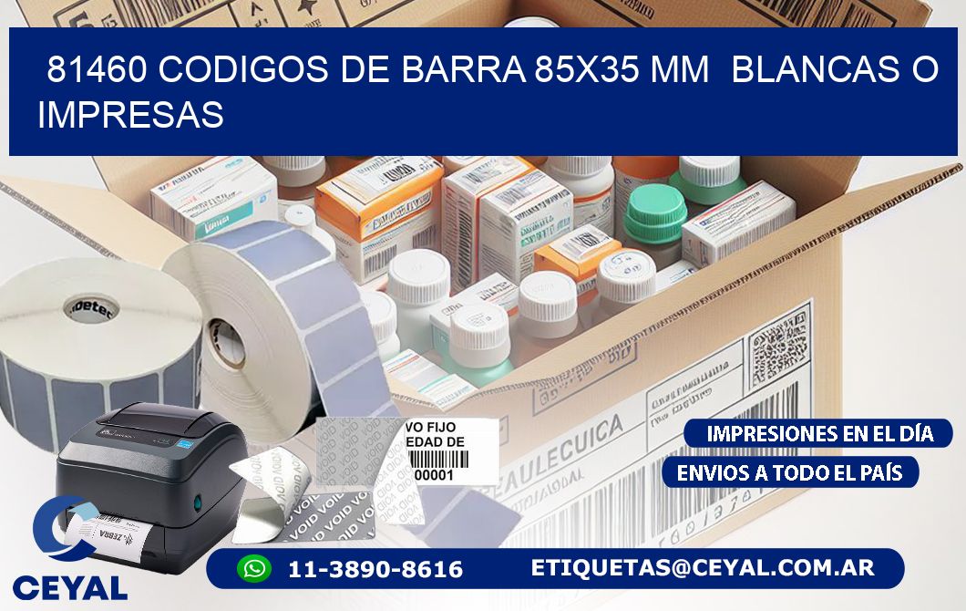 81460 CODIGOS DE BARRA 85x35 mm  BLANCAS O IMPRESAS