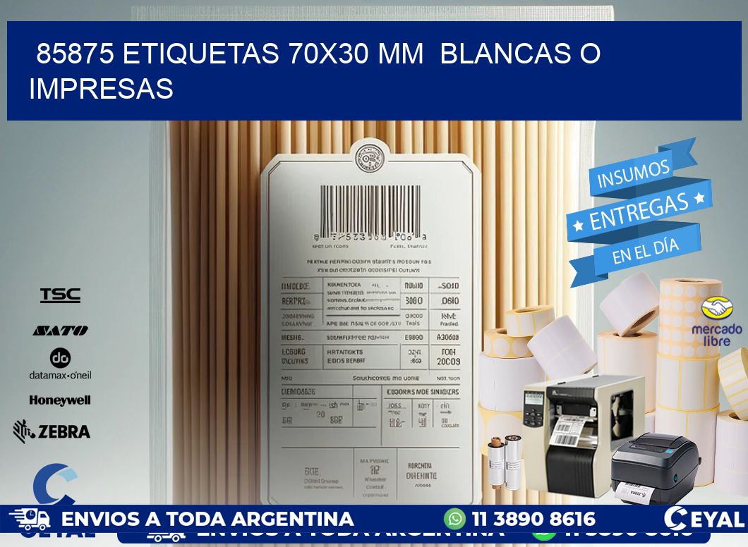 85875 ETIQUETAS 70x30 mm  BLANCAS O IMPRESAS