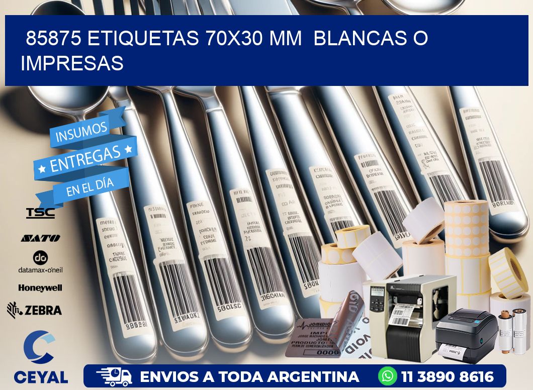 85875 ETIQUETAS 70x30 mm  BLANCAS O IMPRESAS