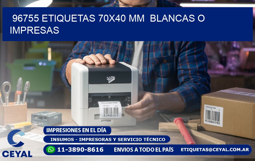 96755 ETIQUETAS 70x40 mm  BLANCAS O IMPRESAS