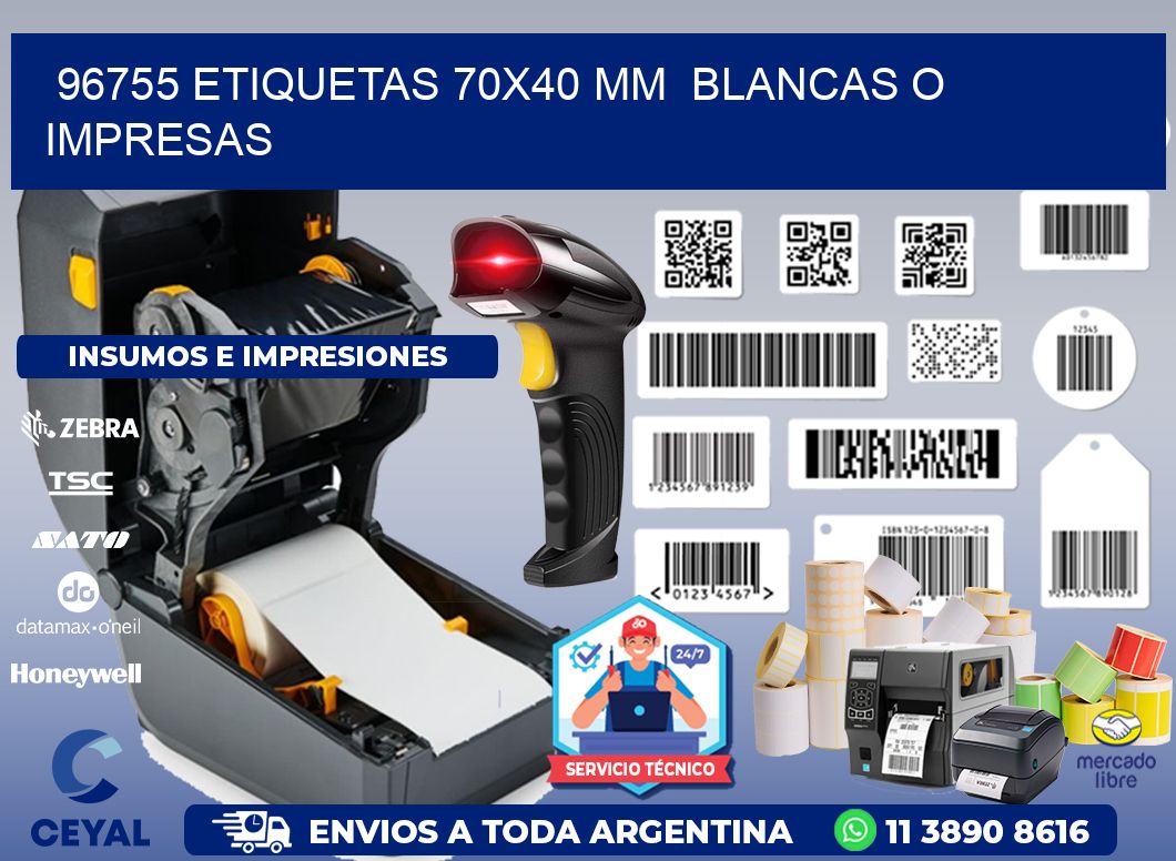 96755 ETIQUETAS 70x40 mm  BLANCAS O IMPRESAS